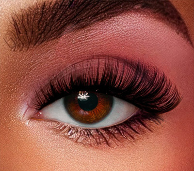 Close-up of styled eyelashes